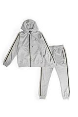 Alexandre Pace Signature Luxe Black Tracksuit with Elegant White Stripe Accents