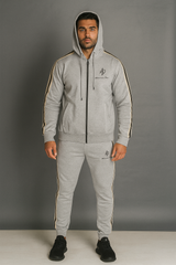 Alexandre Pace Signature Luxe Black Tracksuit with Elegant White Stripe Accents