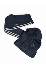 Alexandre Pace Signature Luxe Black Tracksuit with Elegant White Stripe Accents