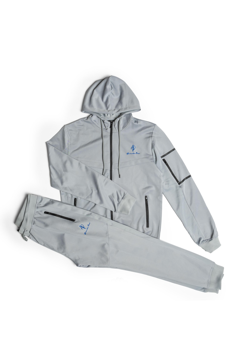Alexandre Pace Platinum Urban Luxe Tracksuit – Ice Grey & Midnight Accents