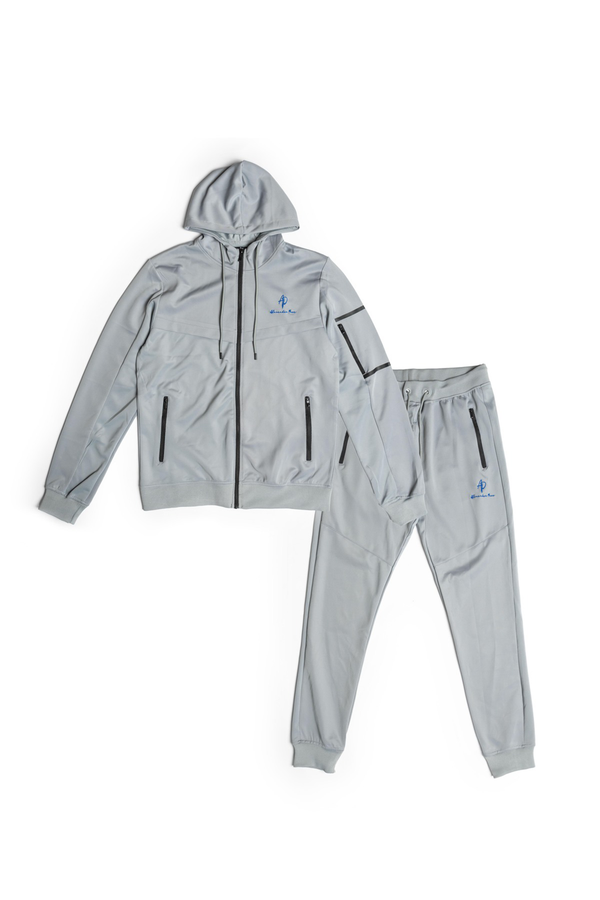 Alexandre Pace Platinum Urban Luxe Tracksuit – Ice Grey & Midnight Accents