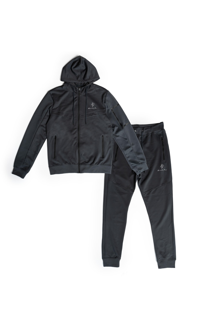 Alexandre Pace Platinum Urban Luxe Tracksuit – Ice Grey & Midnight Accents
