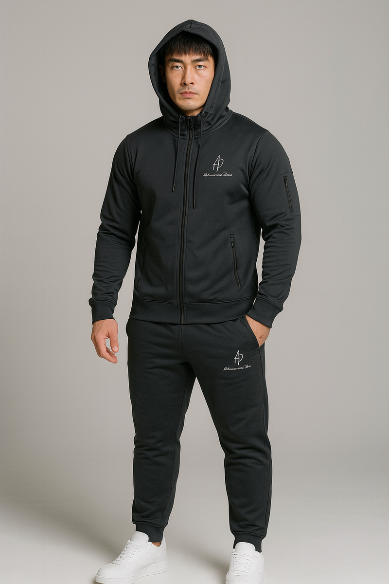 Alexandre Pace Platinum Urban Luxe Tracksuit – Ice Grey & Midnight Accents